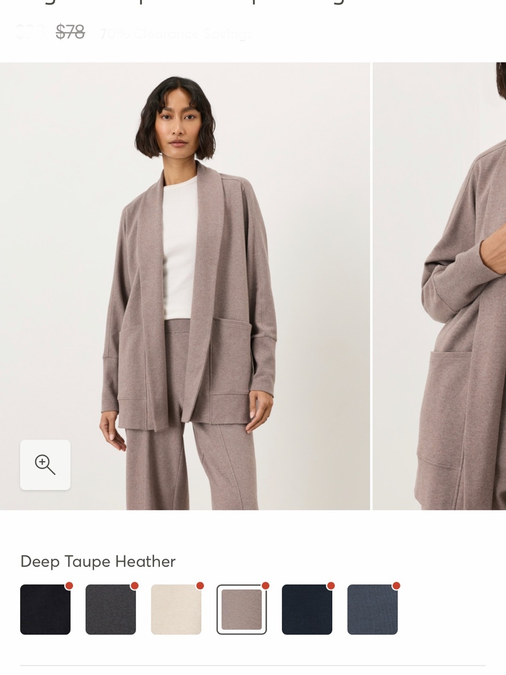 MWT PACT Organic Deep Taupe Heather Open-Front Airplane Sweater Cardigan